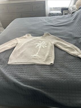 Tommy Bahama Cream Palm Tree Crewneck Sweater